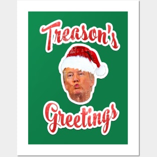 TREASON'S GREETINGS Anti Trump Funny Christmas Graphic Tee T-Shirt Posters and Art